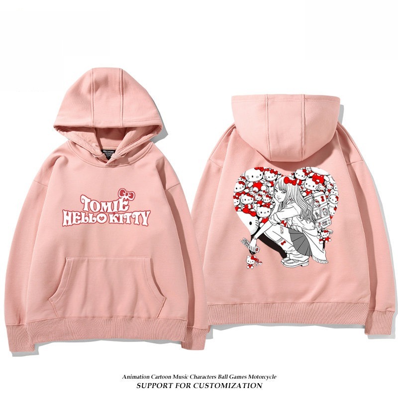 伊藤潤二X三麗鷗富江Hello kitty周邊新款 男女情侶同款連帽衛衣
