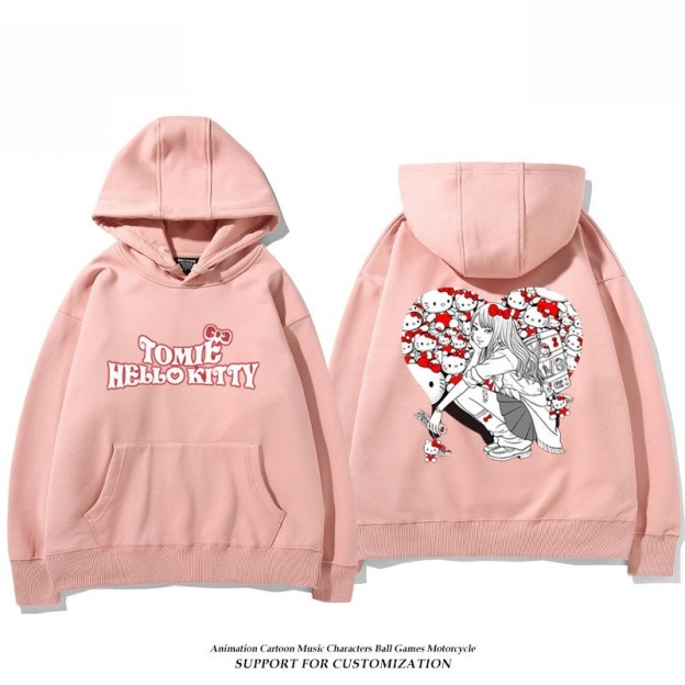 伊藤潤二X三麗鷗富江Hello kitty周邊新款 男女情侶同款連帽衛衣