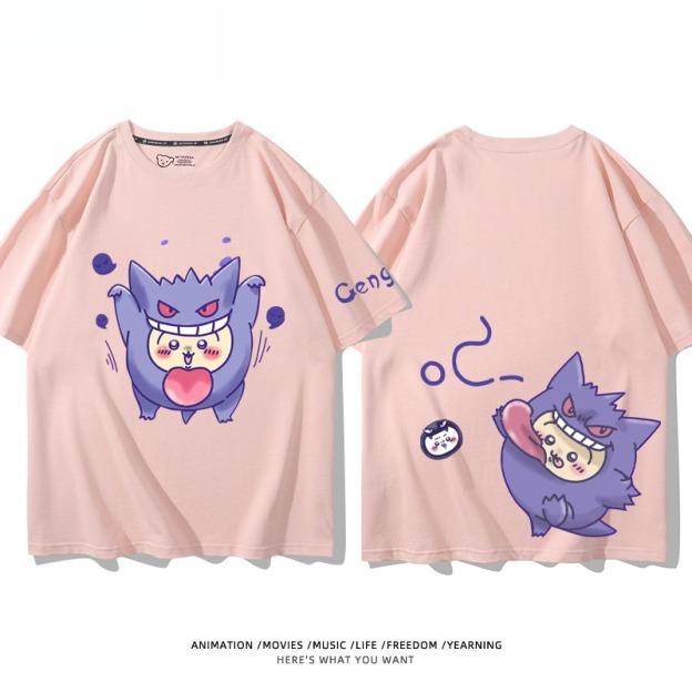 Chiikawa X 寶可夢 2026親子情侶男女同款 印花短袖T恤