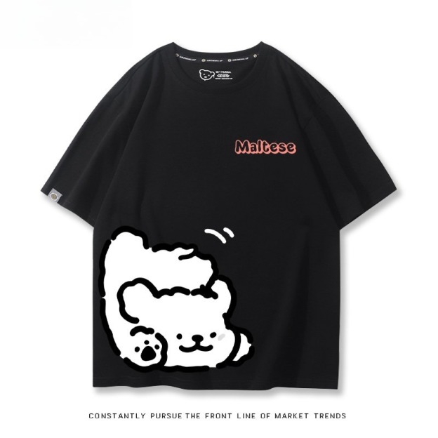 線條小狗 印花短袖T恤