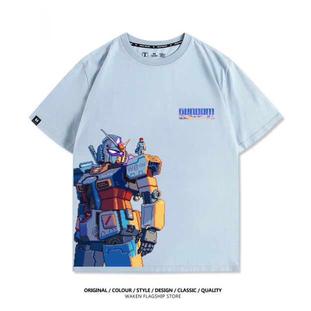 像素風機動戰士鋼彈 印花短袖T恤-CASEZONE