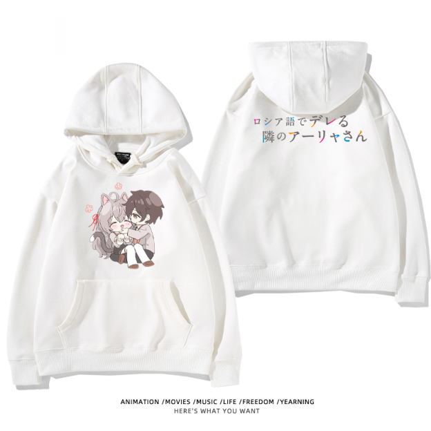 不時輕聲地以俄語遮羞的鄰座艾莉同學新款 親子情侶男女款連帽衛衣-CASEZONE