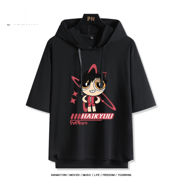 飛天小女警 x 排球少年 連帽短袖T恤