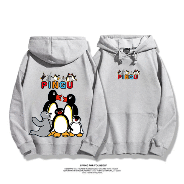 企鵝Pingu 2025秋冬新款 親子情侶男女連帽衛衣