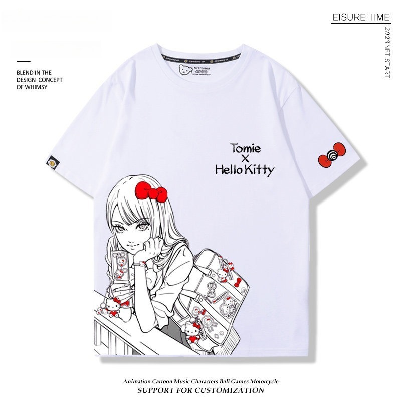 富江 X Hellokitty凱蒂貓周邊 男女同款 印花短袖T恤