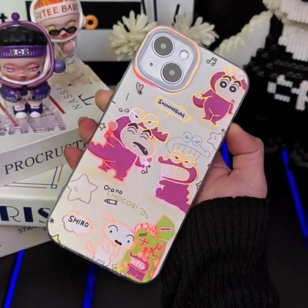 蠟筆小新 極光金漸變手機殼