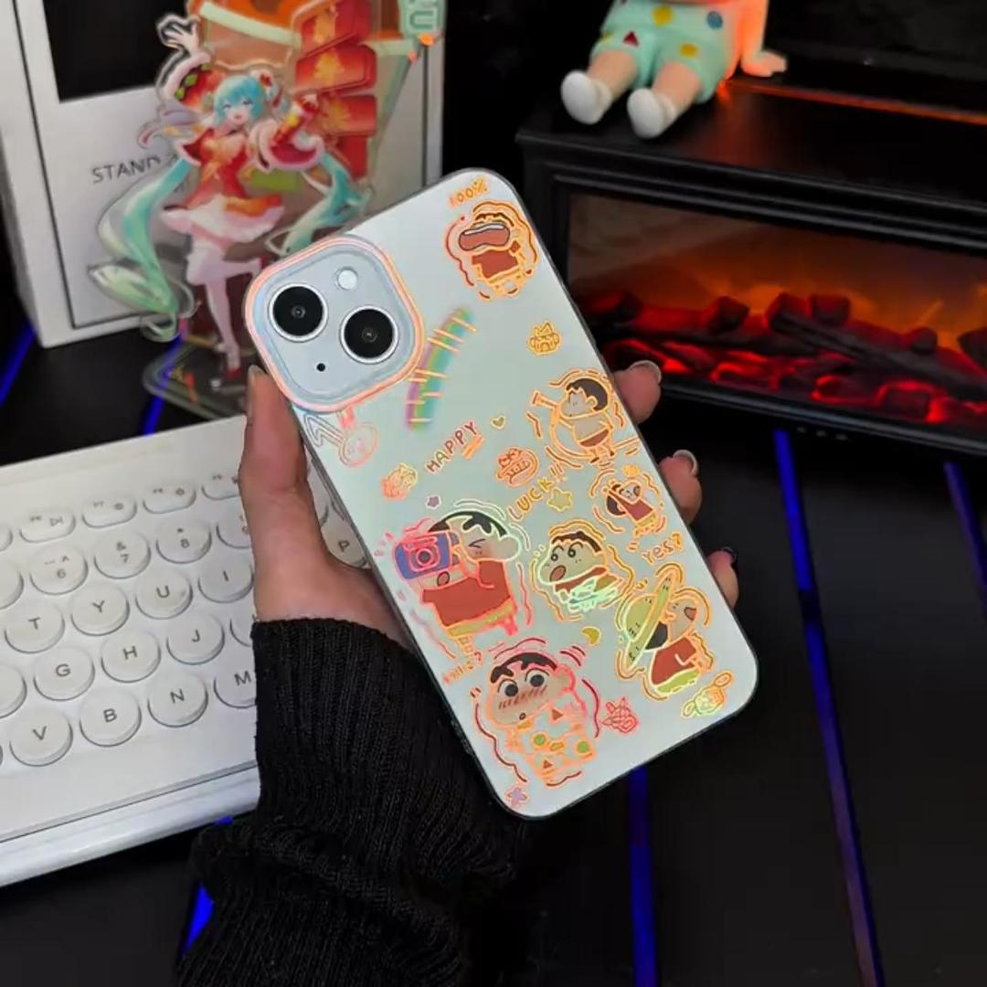 蠟筆小新 極光金漸變手機殼