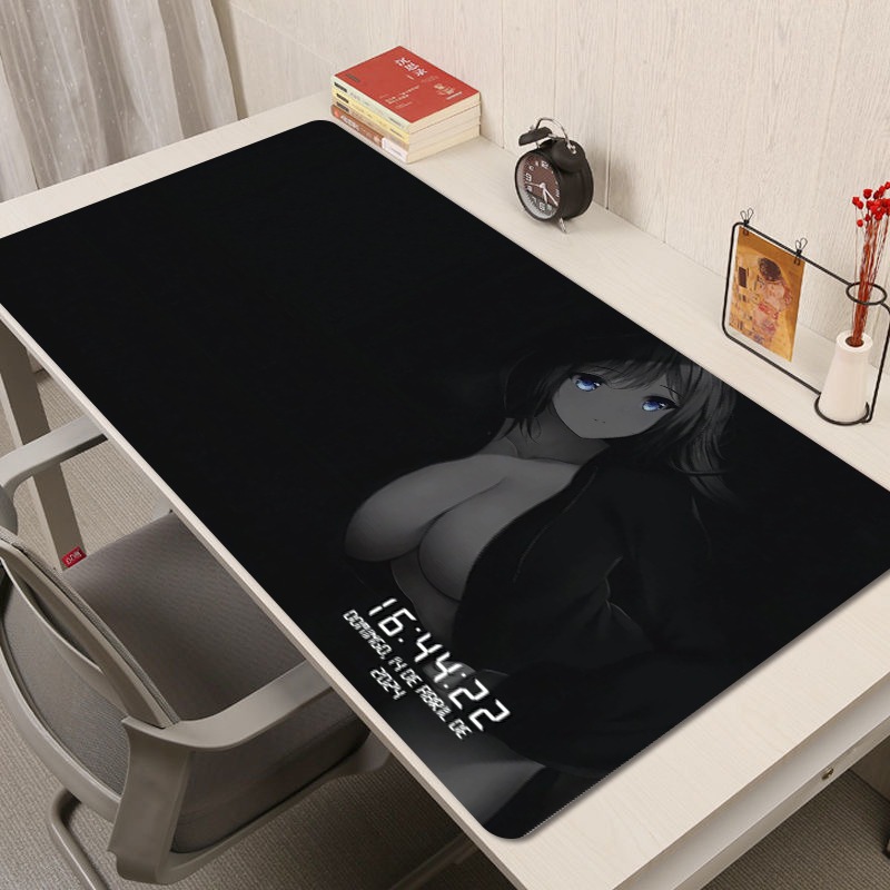 黑色動漫女孩 主題桌墊 布質滑鼠墊-CASEZONE