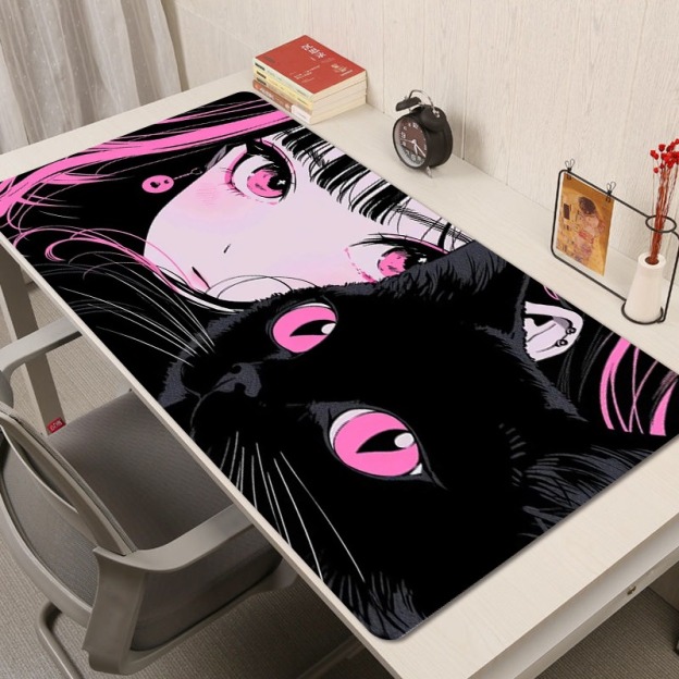 黑貓女孩 主題桌墊 布質滑鼠墊-CASEZONE
