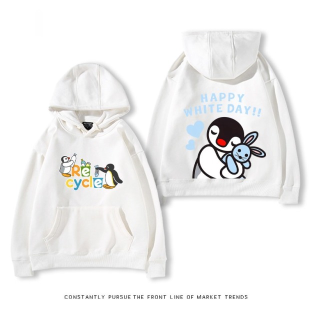 企鵝Pingu 秋冬新款 親子情侶裝連帽衛衣