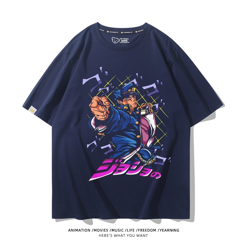 JOJO的奇妙冒險飆馬野郎周邊 男女同款親子情侶 印花短袖T恤