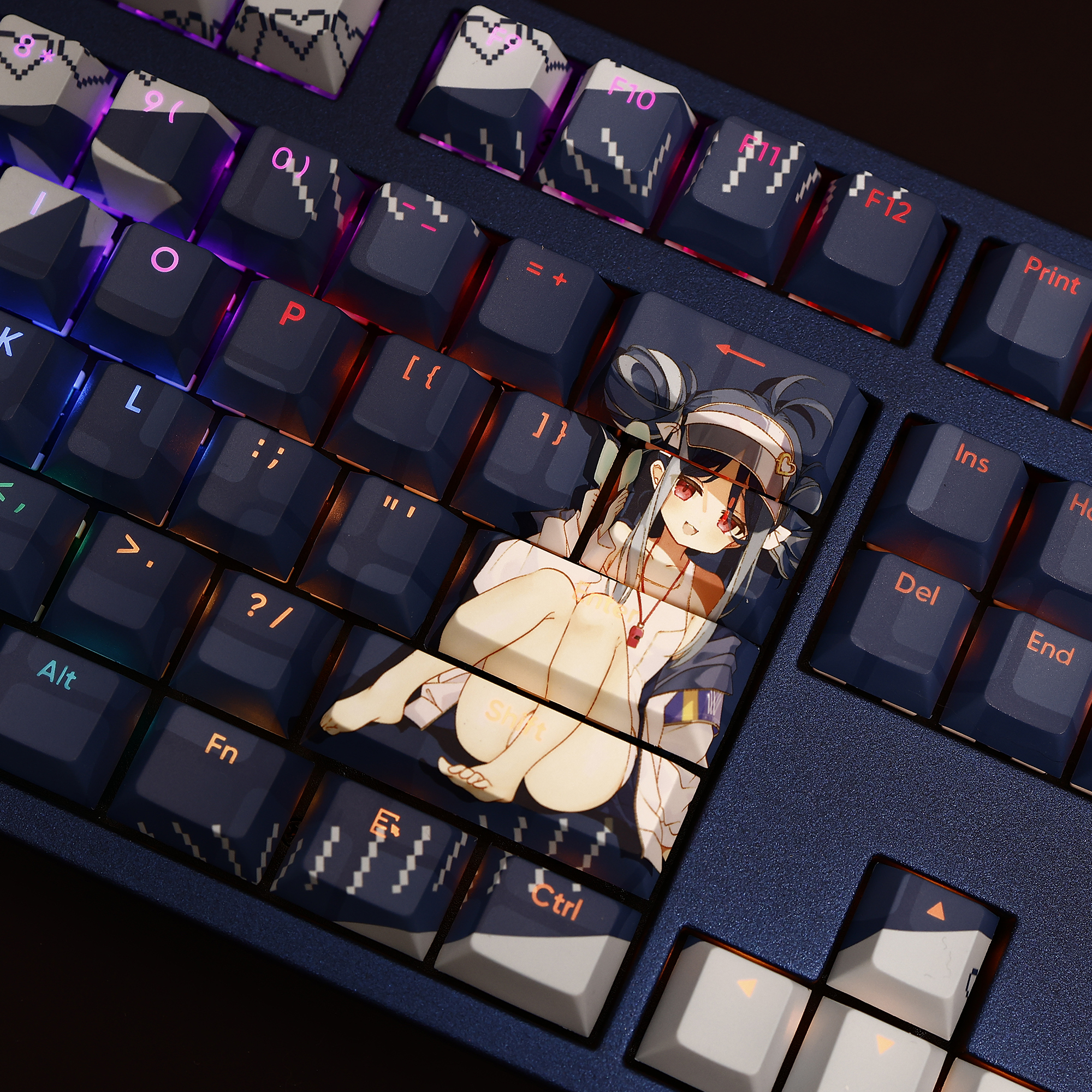 蔚藍檔案吹雪泳裝版透光RGB108鍵標準配列衛星軸鍵帽-CASEZONE