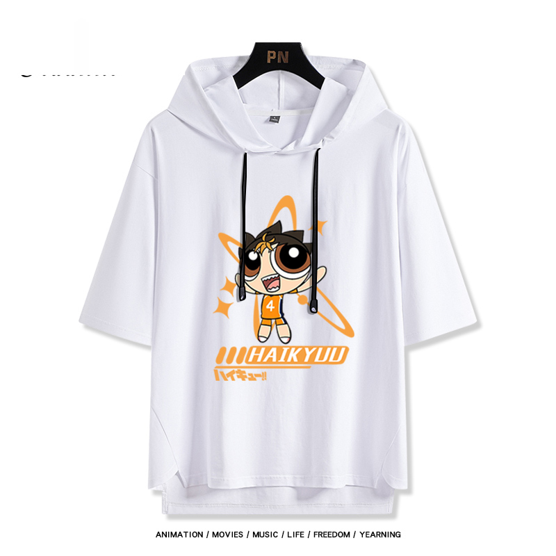 飛天小女警 x 排球少年 連帽短袖T恤