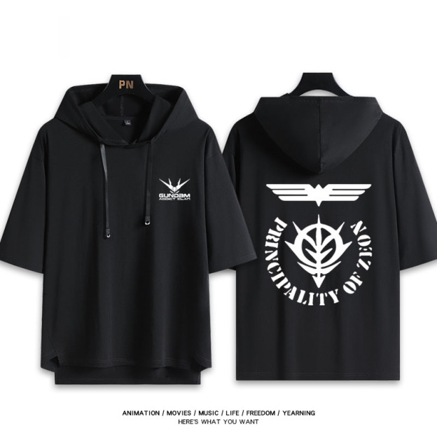 機動戰士鋼彈新款 親子情侶男女款連帽短袖T恤