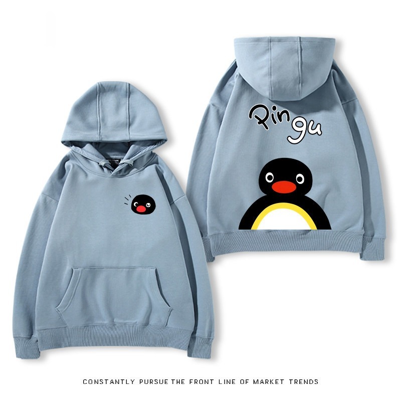 企鵝Pingu 秋冬新款 親子情侶裝連帽衛衣