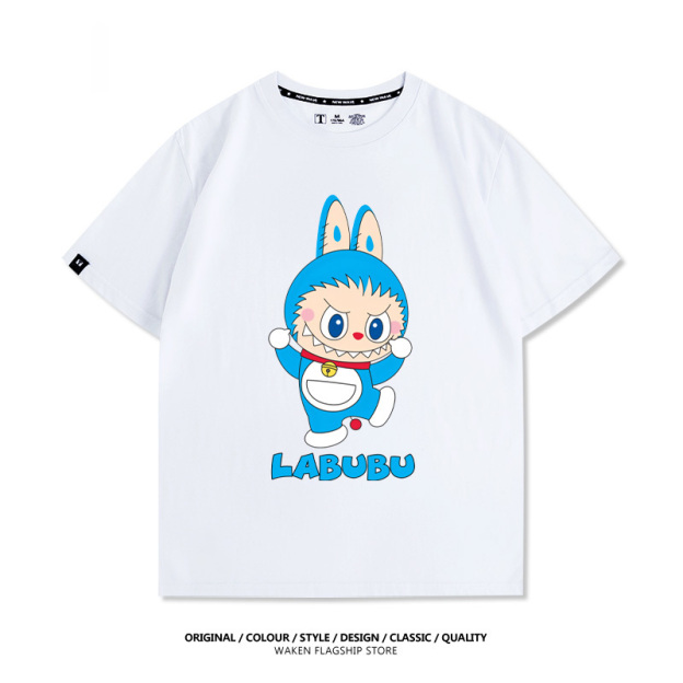 LabubuX哆啦A夢 印花短袖T恤-CASEZONE