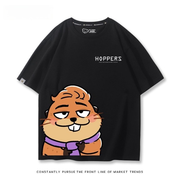 河狸世界 2026親子情侶男女同款 印花短袖T恤