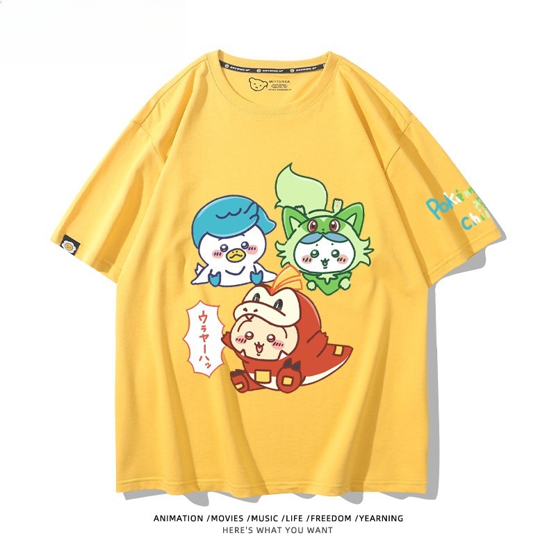 Chiikawa X 寶可夢 2026親子情侶男女同款 印花短袖T恤