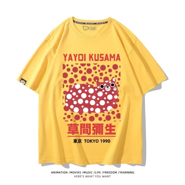 草間彌生Yayoi Kusama周邊 男女同款親子情侶 印花短袖T恤