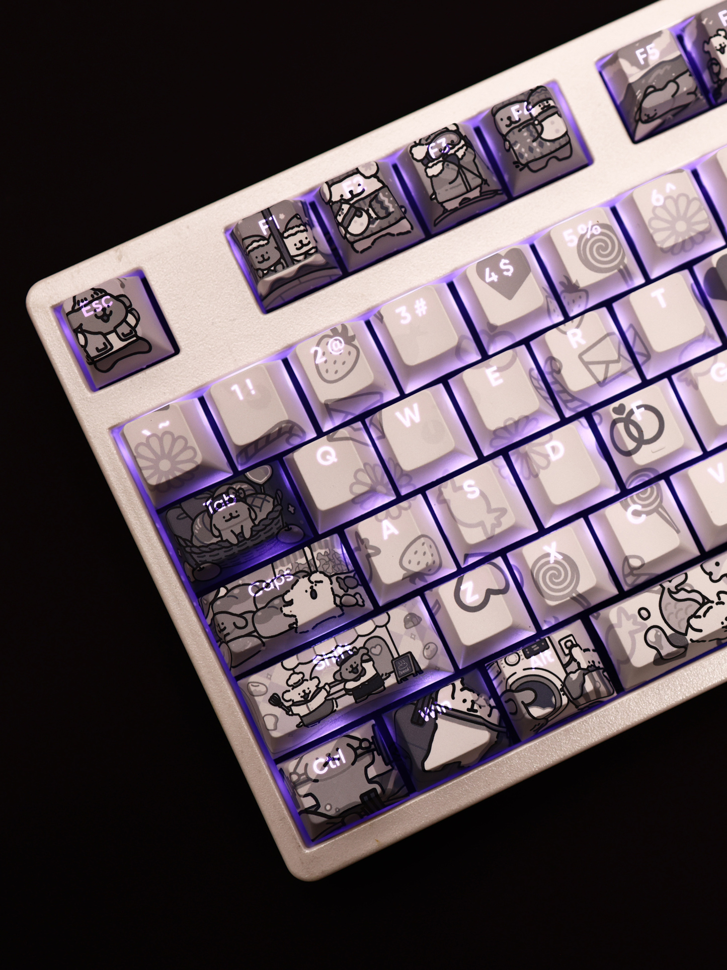 線條小狗透光RGB108鍵標準配列衛星軸鍵帽-CASEZONE
