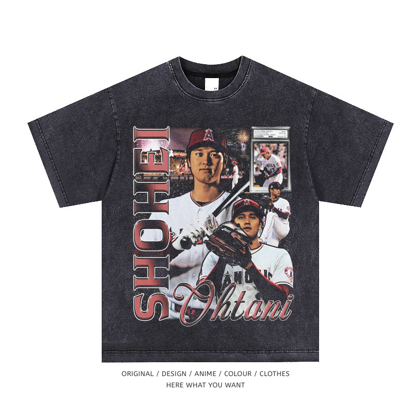 大谷翔平 Shohei Ohtani 美式复古水洗做舊T恤