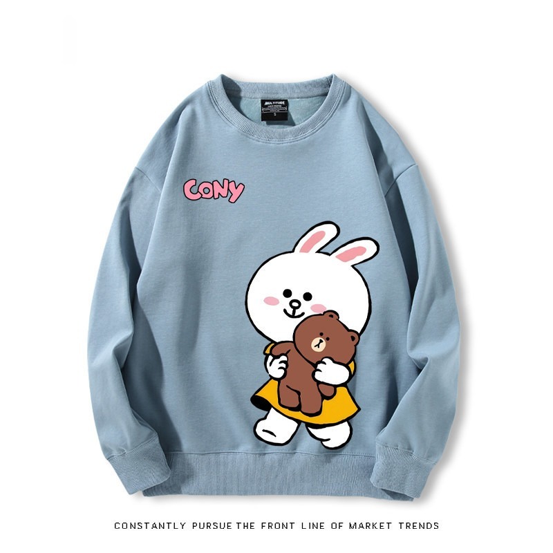 布朗熊可妮兔 秋冬新款 親子情侶裝圓領長袖