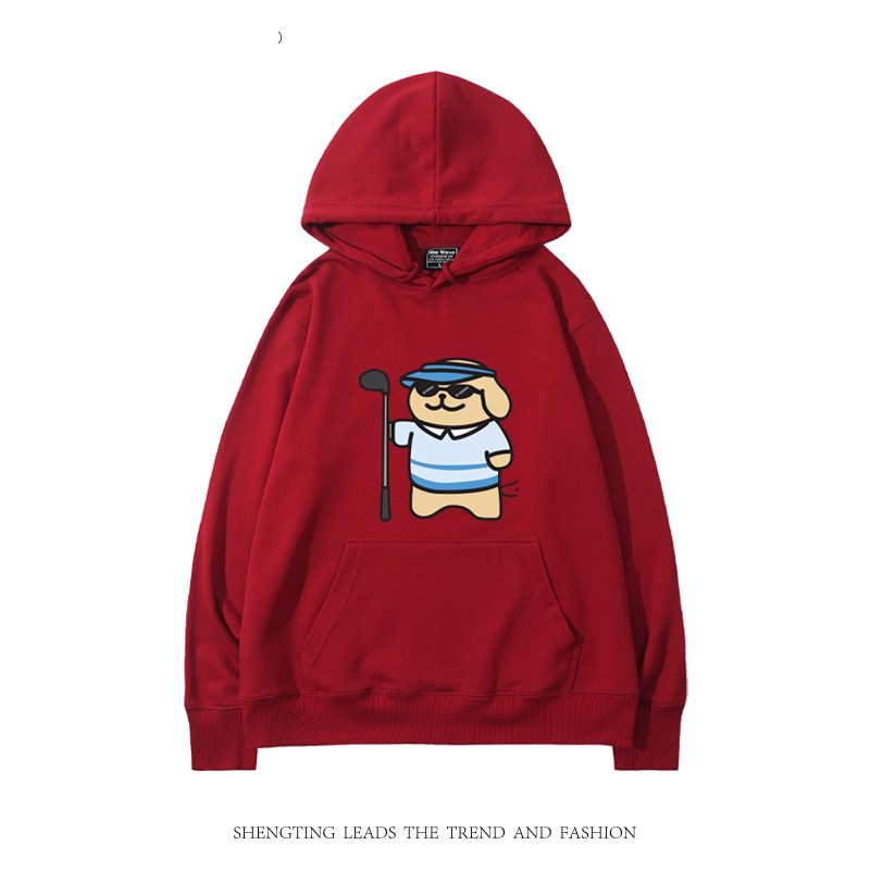 線條小狗新款 親子情侶男女款連帽衛衣-CASEZONE