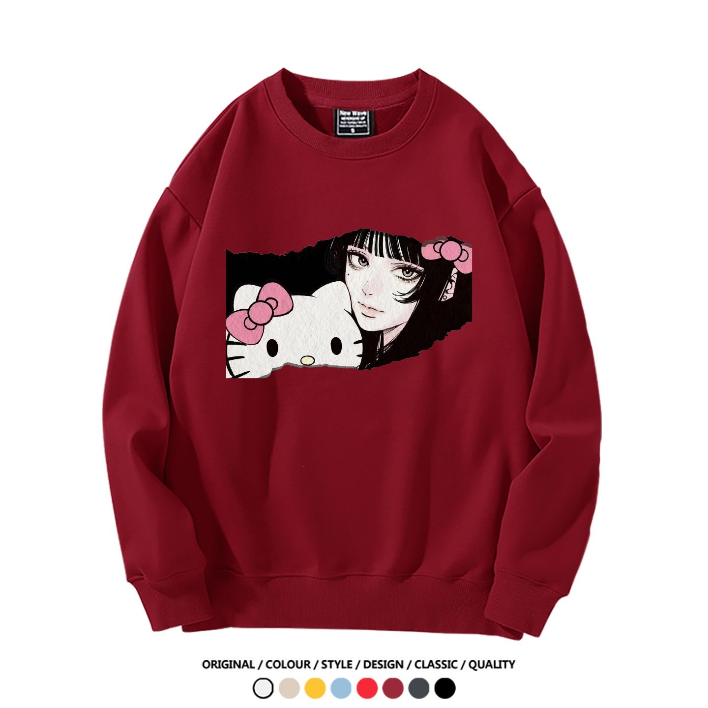 伊藤潤二X三麗鷗富江Hello kitty聯名男女同款 圓領長袖