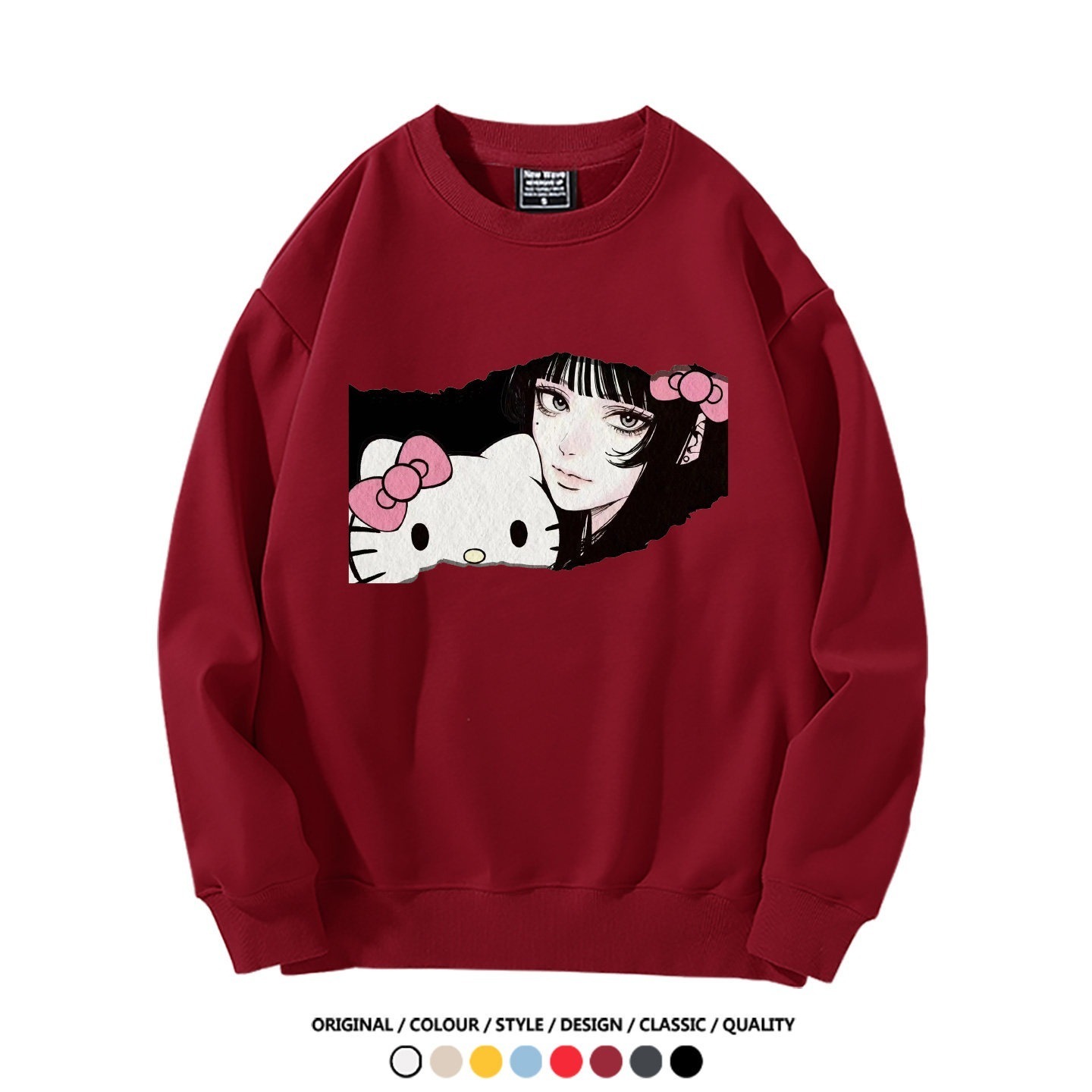 伊藤潤二X三麗鷗富江Hello kitty聯名男女同款 圓領長袖