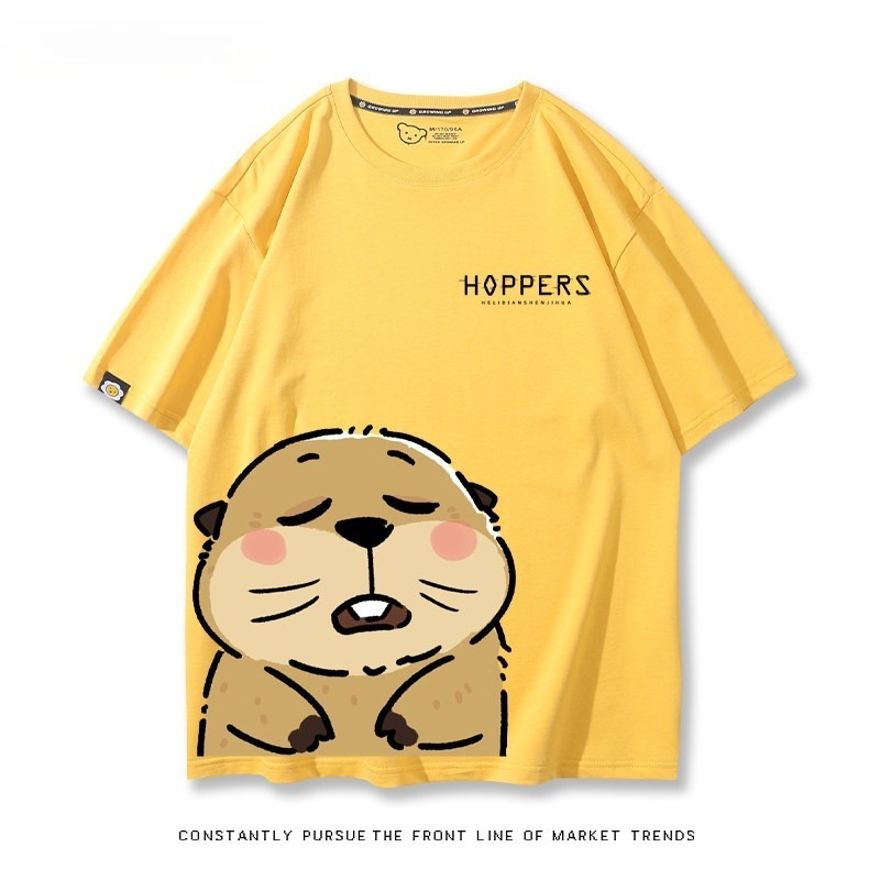 河狸世界 2026親子情侶男女同款 印花短袖T恤