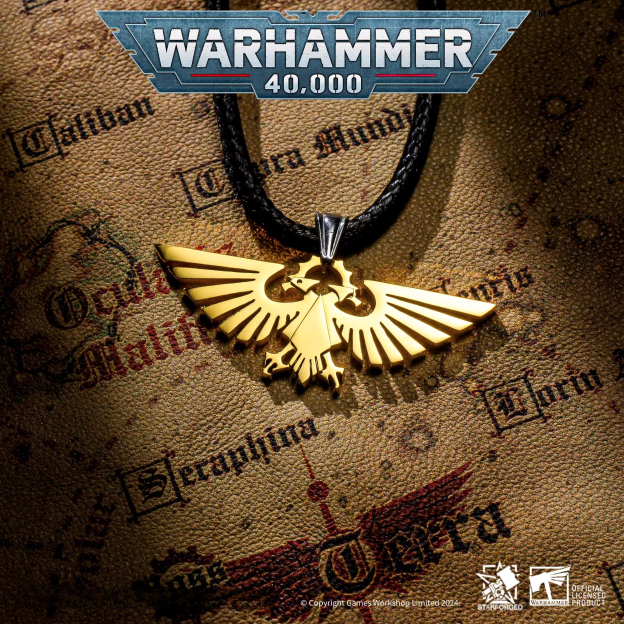 星辰鑄造 戰錘40K周邊帝國天鷹鈦鋼鍍金項鍊吊墜