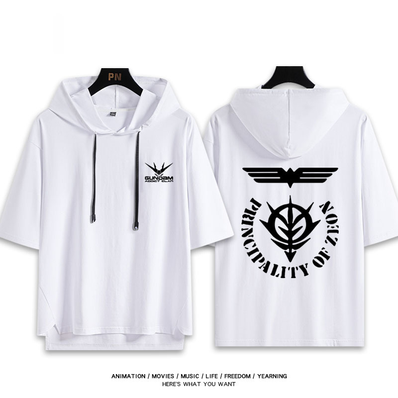 機動戰士鋼彈新款 親子情侶男女款連帽短袖T恤