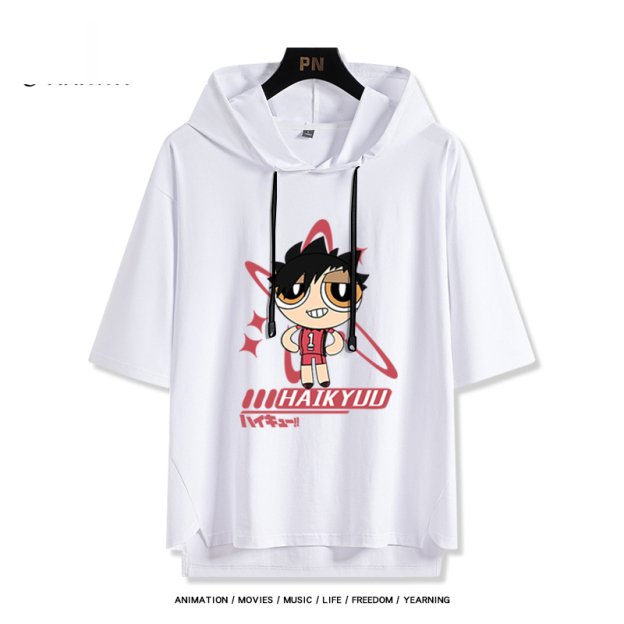 飛天小女警 x 排球少年 連帽短袖T恤