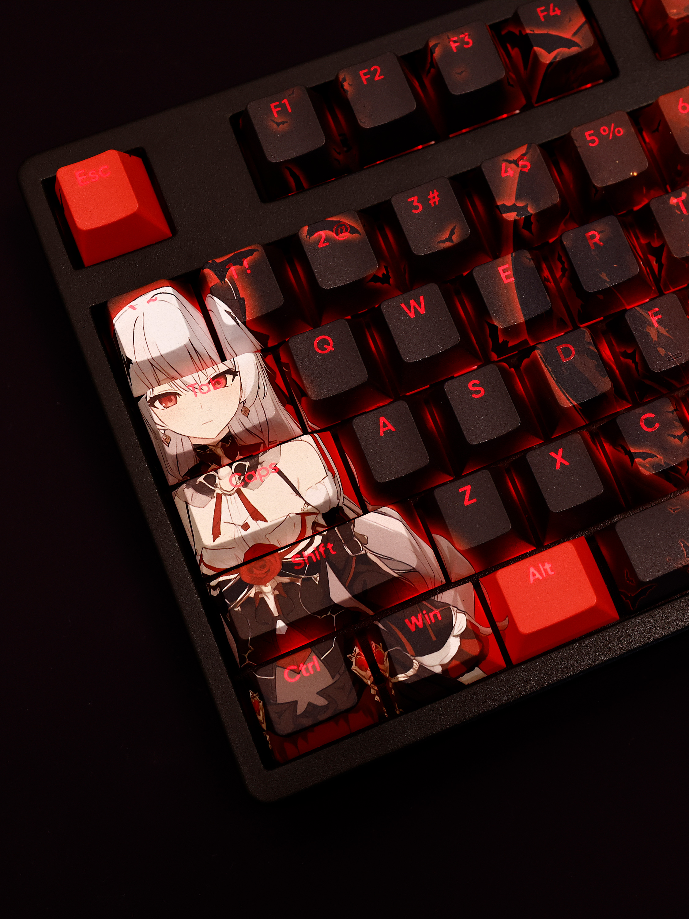 月下誓約德麗莎透光RGB108鍵標準配列衛星軸鍵帽-CASEZONE