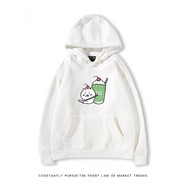 Chiikawa聯名衛衣2024秋冬新款親子情侶裝薄絨款連帽衛衣