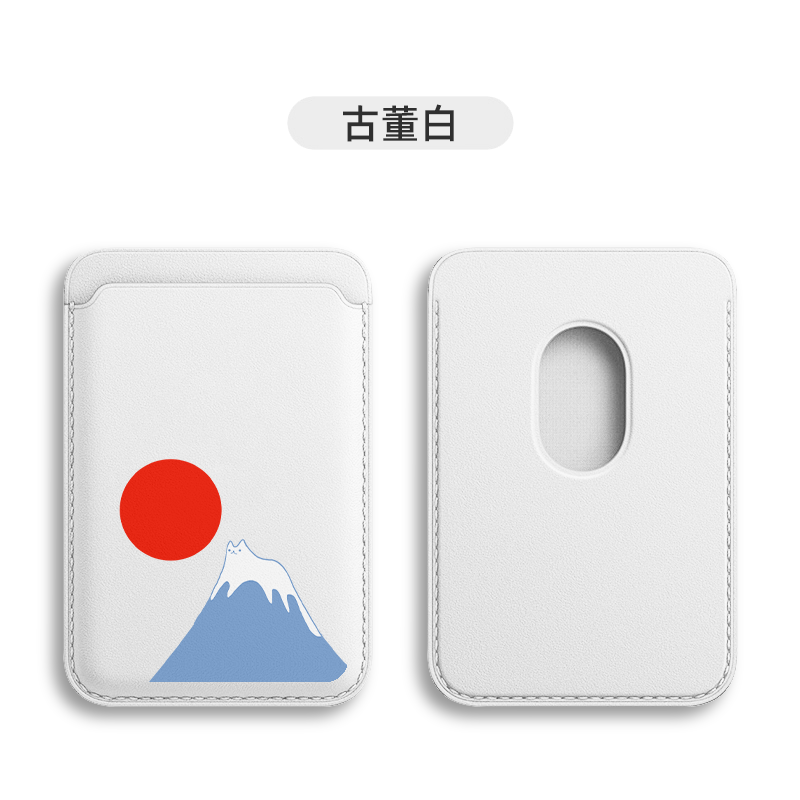 日系卡通可愛貓咪 MagSafe皮革磁吸卡包-CASEZONE