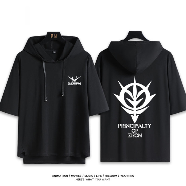 機動戰士鋼彈新款 親子情侶男女款連帽短袖T恤