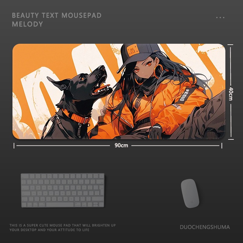 塗鴉黑貓女孩 主題桌墊 布質滑鼠墊-CASEZONE