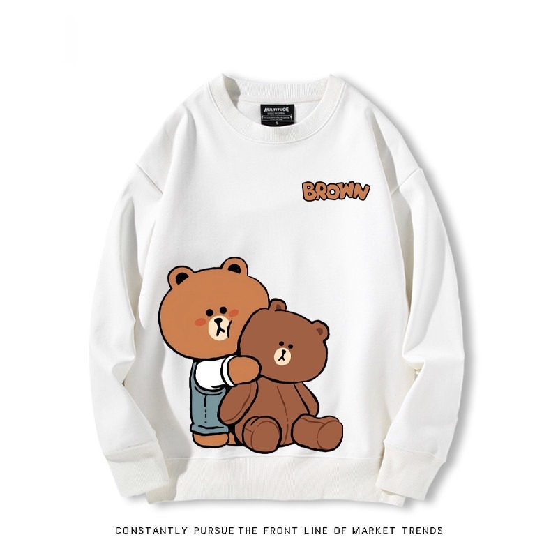 布朗熊可妮兔 秋冬新款 親子情侶裝圓領長袖