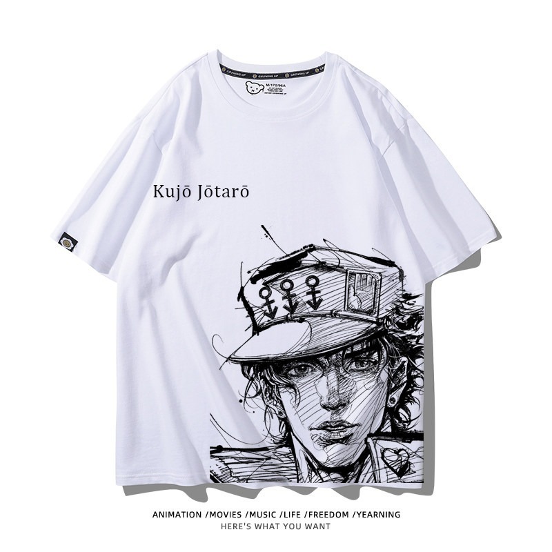 JOJO的奇妙冒險飆馬野郎周邊 男女同款親子情侶 印花短袖T恤