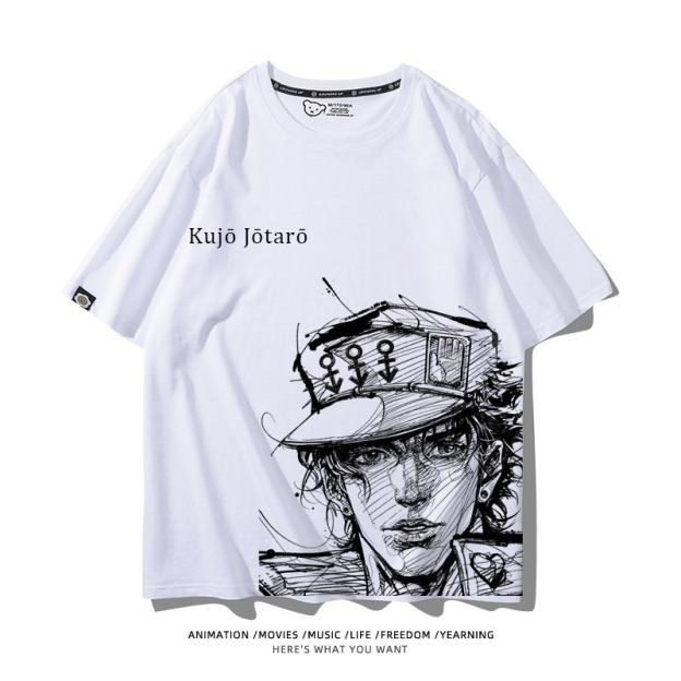 JOJO的奇妙冒險飆馬野郎周邊 男女同款親子情侶 印花短袖T恤
