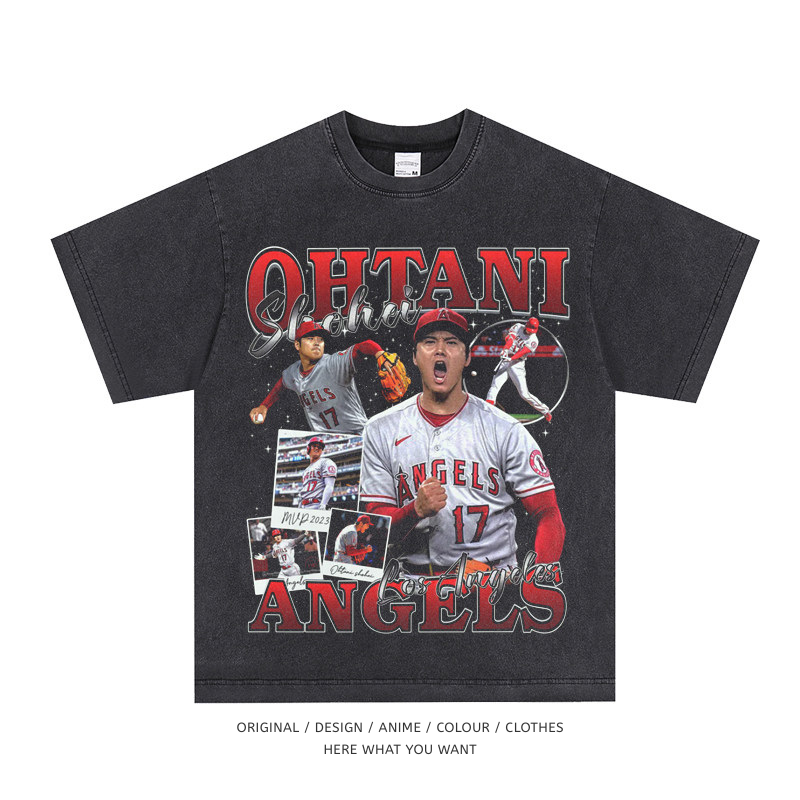 大谷翔平 Shohei Ohtani 美式复古水洗做舊T恤