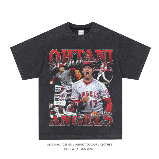 大谷翔平 Shohei Ohtani 美式复古水洗做舊T恤
