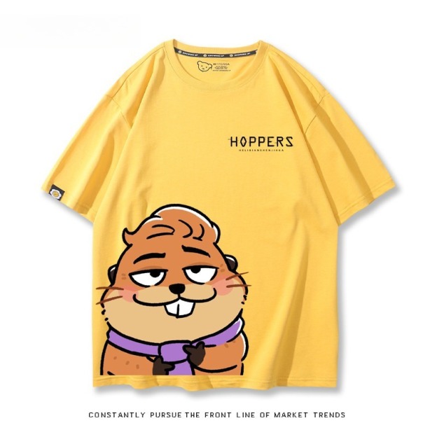 河狸世界 2026親子情侶男女同款 印花短袖T恤