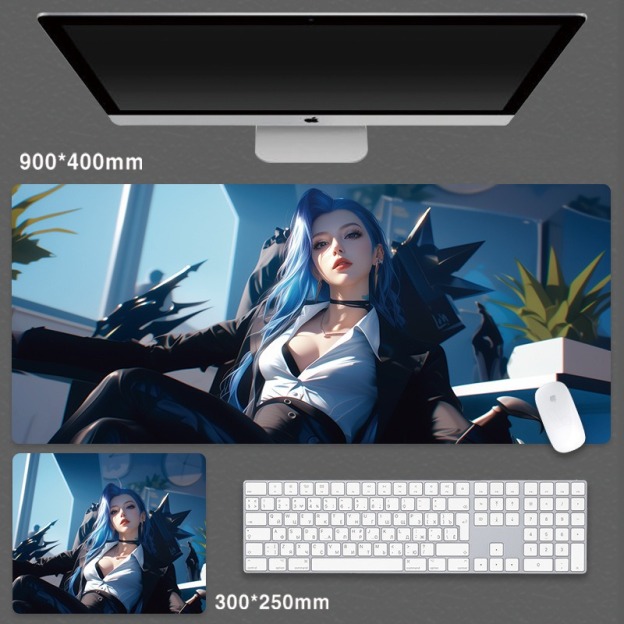 英雄聯盟 LOL 吉茵珂絲超大滑鼠墊｜加厚電競遊戲桌墊
