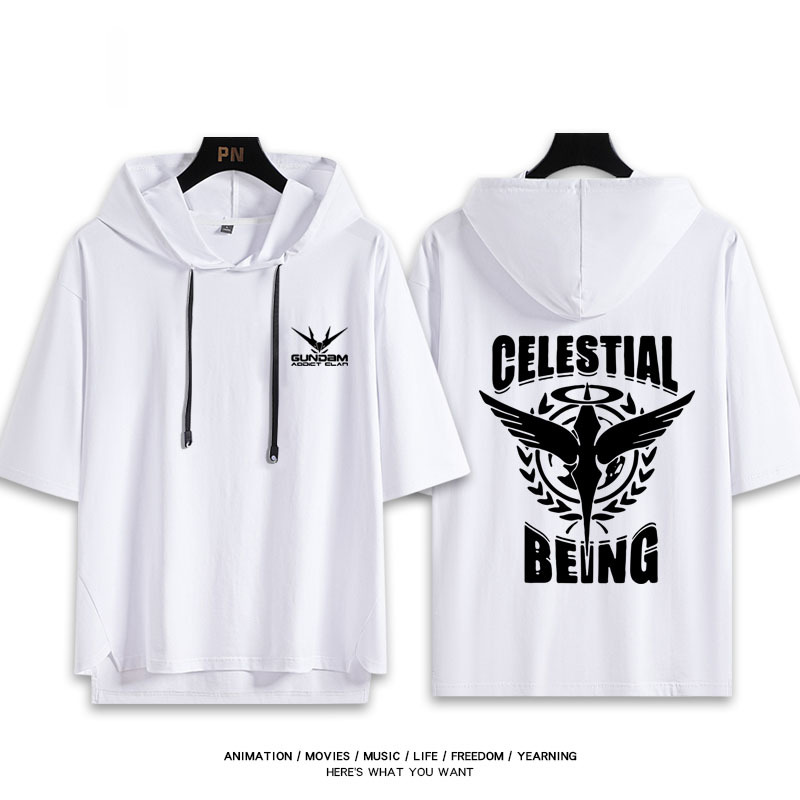 機動戰士鋼彈新款 親子情侶男女款連帽短袖T恤