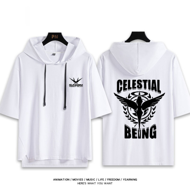 機動戰士鋼彈新款 親子情侶男女款連帽短袖T恤