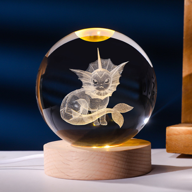 寶可夢系列 發光水晶球小夜燈 創意節日禮物桌面小擺件