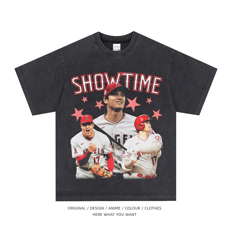 大谷翔平 Shohei Ohtani 美式复古水洗做舊T恤