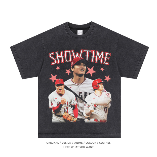 大谷翔平 Shohei Ohtani 美式复古水洗做舊T恤